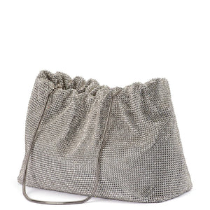 Olga Berg The Jessie Crystal Mesh Pouch | Silver