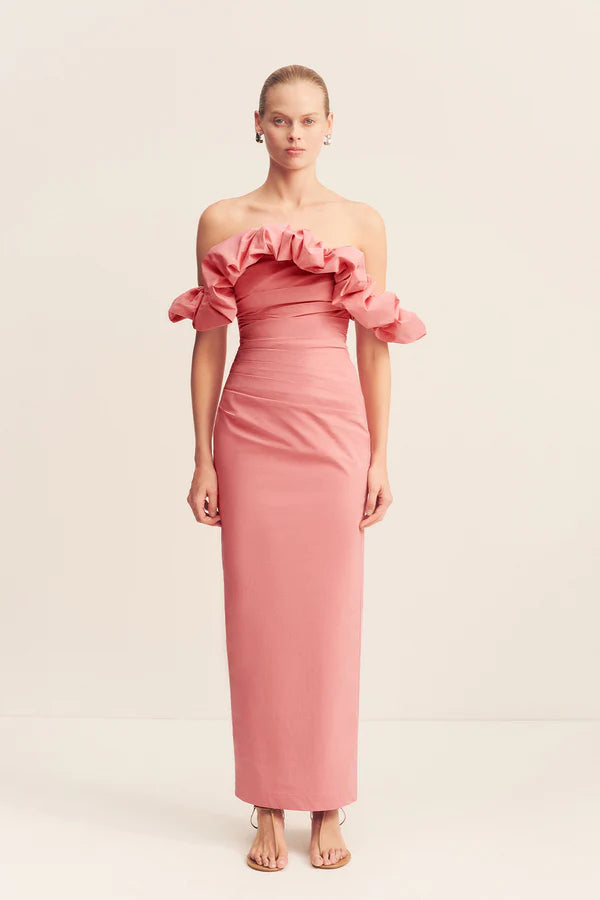 Shona Joy Campbell Ruffle Draped Maxi Dress | Bubblegum