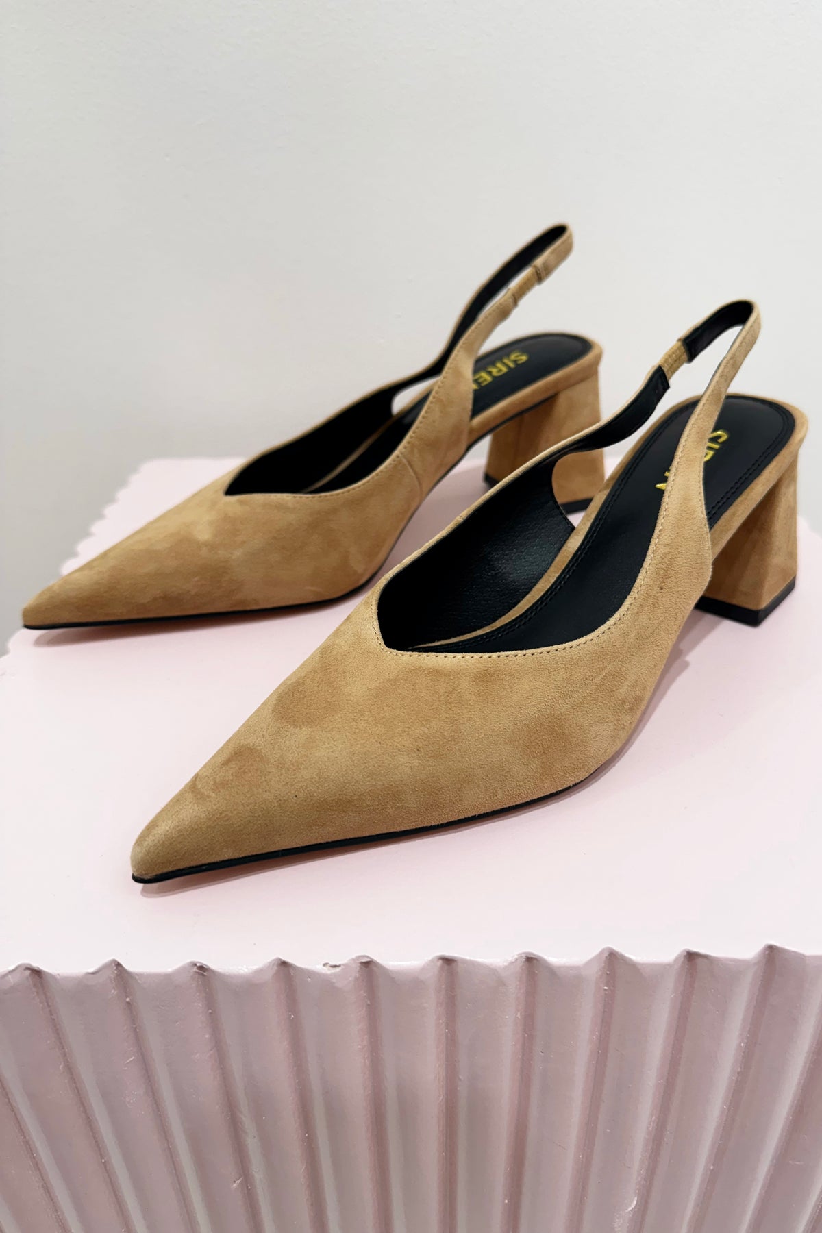 Siren Yankee Slingback Block Heel | Camel Tan Suede