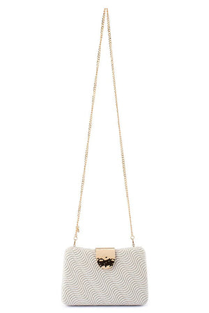 Olga Berg The Lindy Woven Clutch | White
