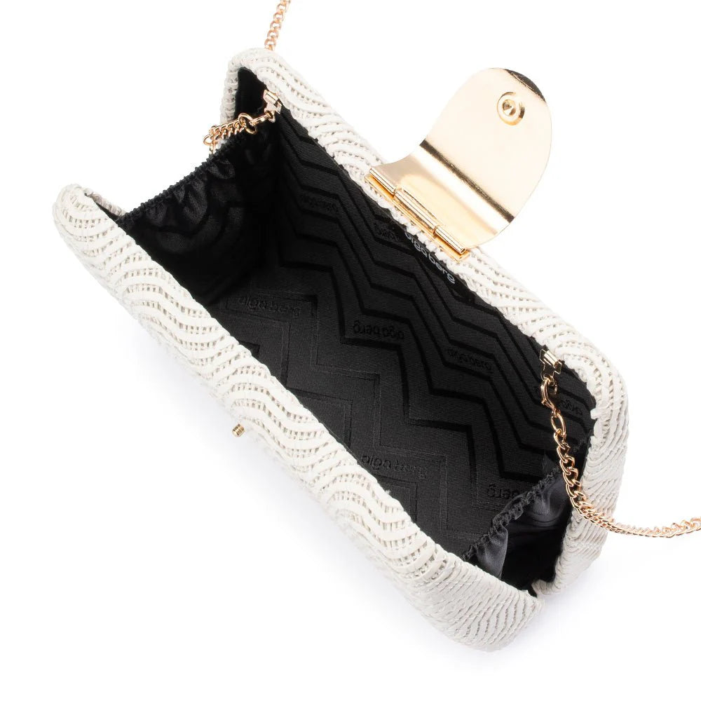 Olga Berg The Lindy Woven Clutch | White