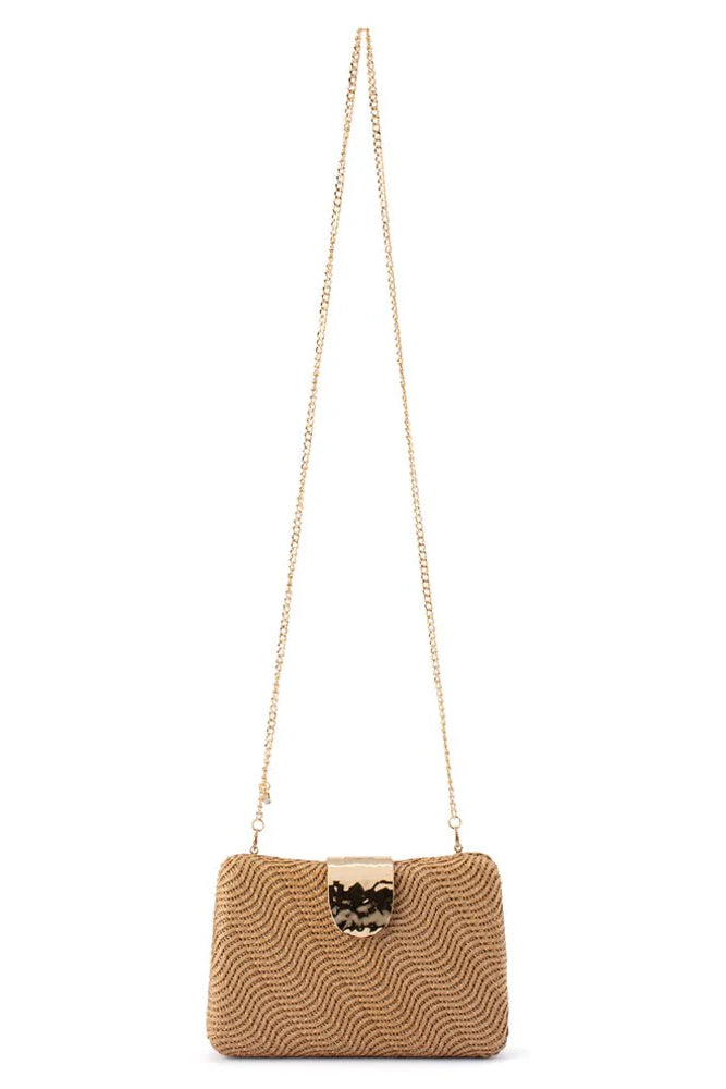 Olga Berg The Lindy Woven Clutch | Natural