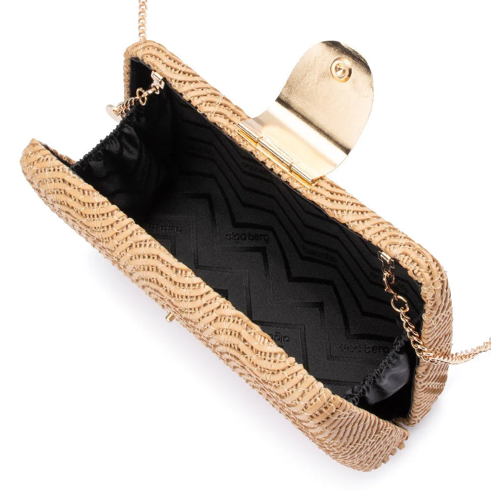 Olga Berg The Lindy Woven Clutch | Natural
