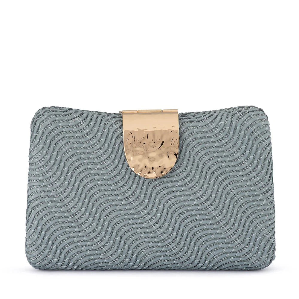 Olga Berg The Lindy Woven Clutch | Blue