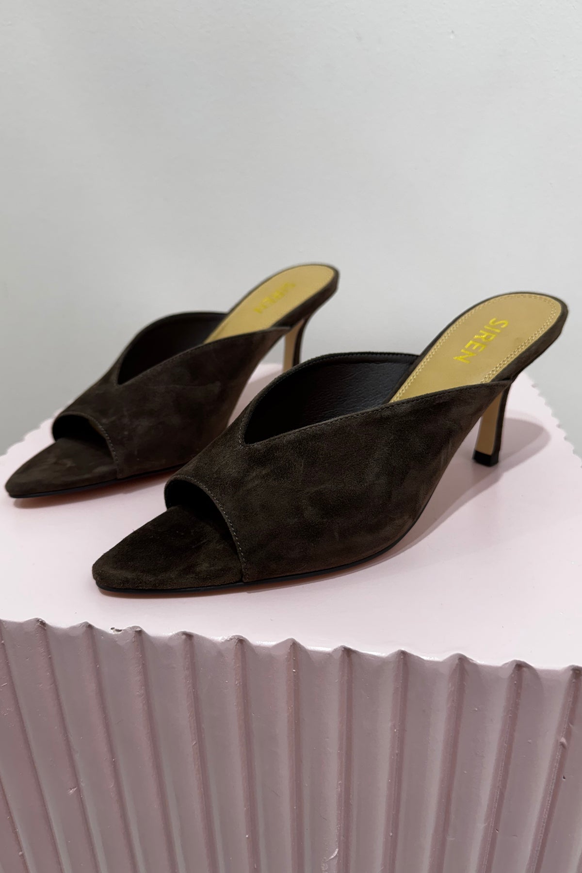 Siren Mabel Point Toe Mules | Chocolate Brown Suede