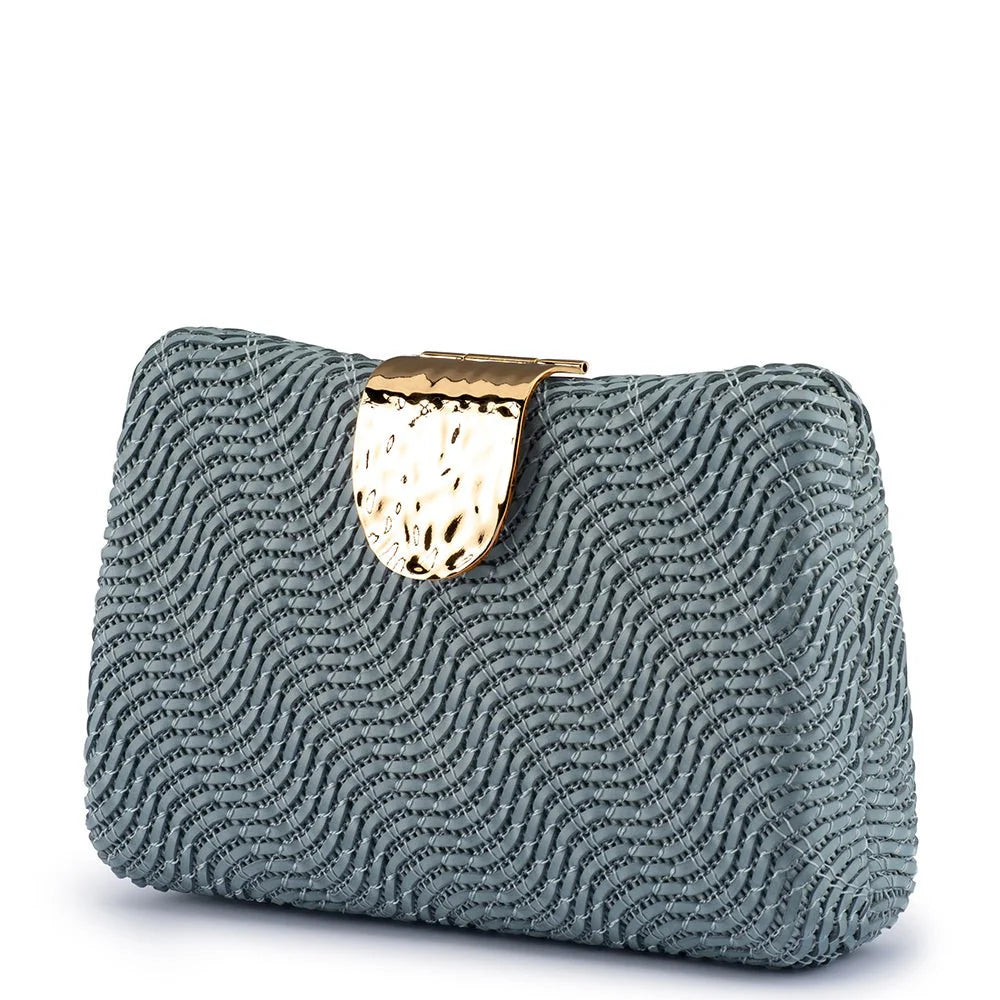 Olga Berg The Lindy Woven Clutch | Blue