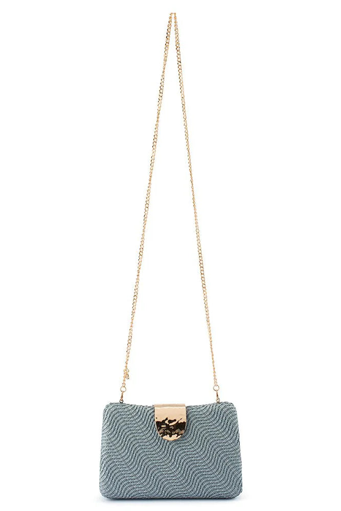 Olga Berg The Lindy Woven Clutch | Blue