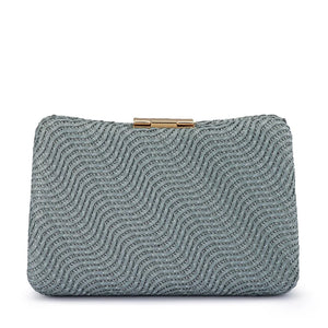 Olga Berg The Lindy Woven Clutch | Blue