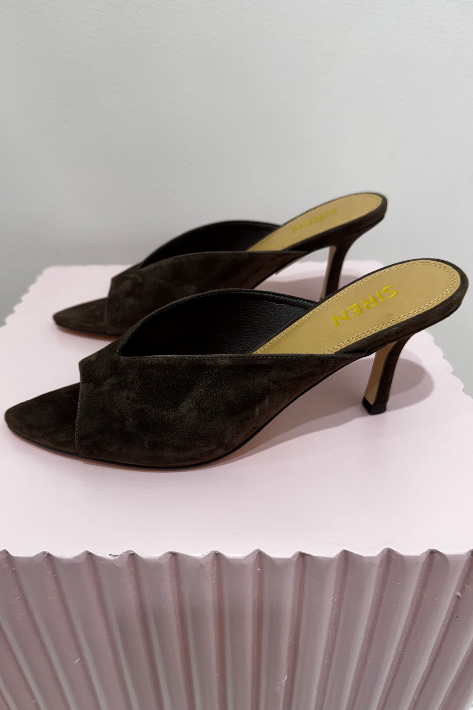 Siren Mabel Point Toe Mules | Chocolate Brown Suede