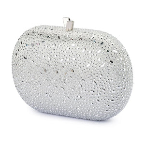 Olga Berg The Faye Oval Clutch | Silver