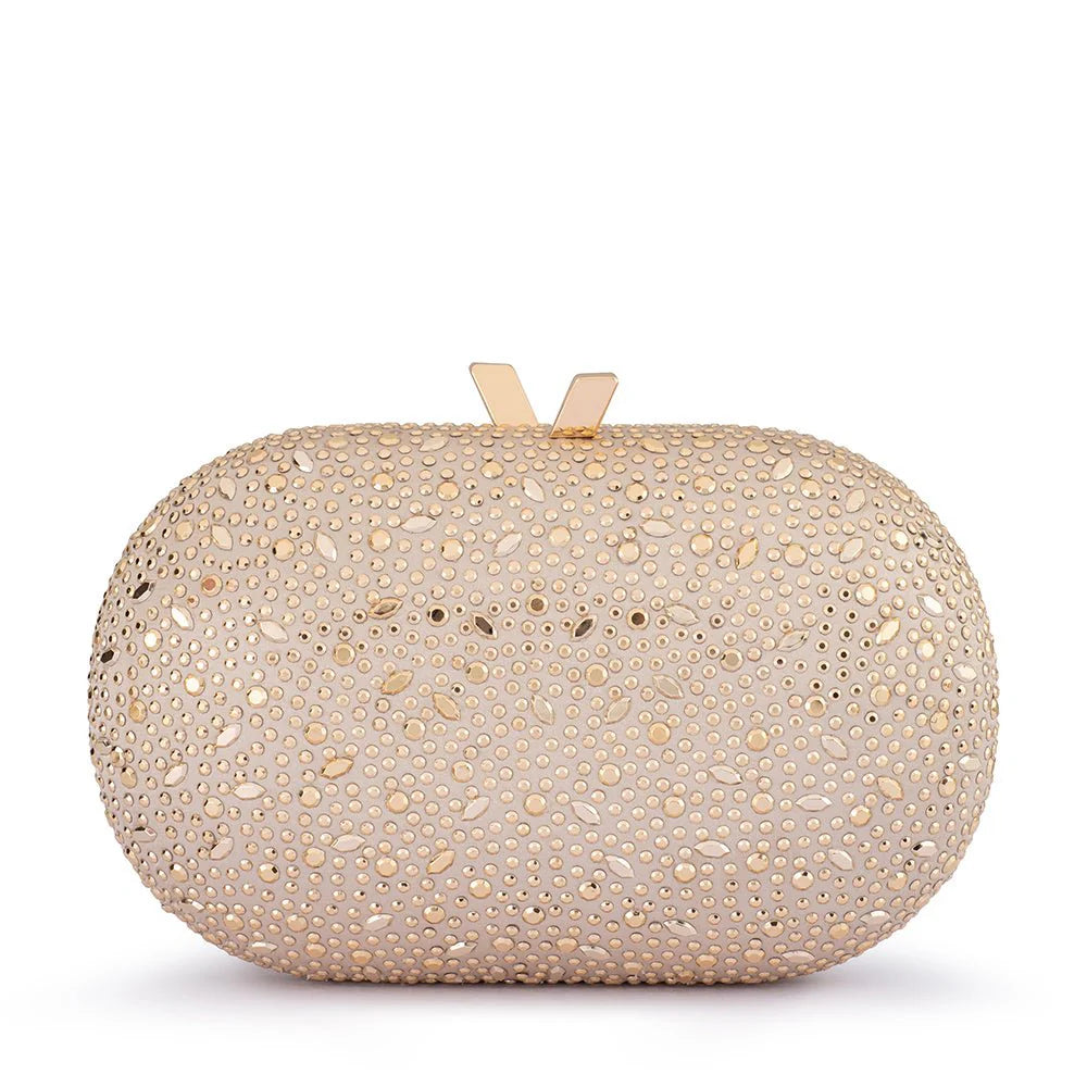 Olga Berg The Faye Oval Clutch | Gold