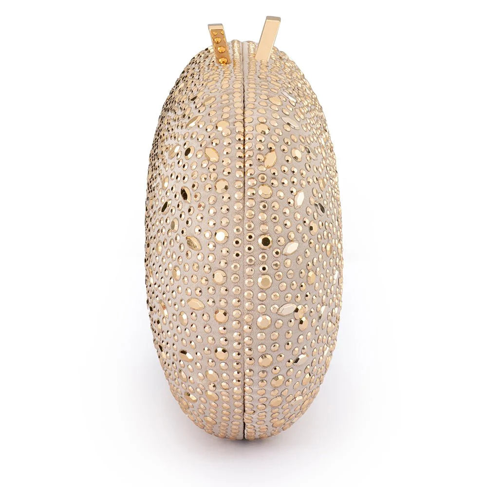 Olga Berg The Faye Oval Clutch | Gold