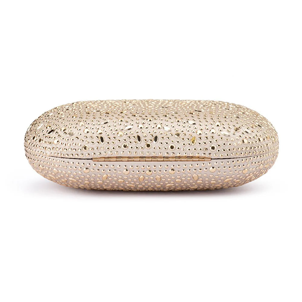 Olga Berg The Faye Oval Clutch | Gold