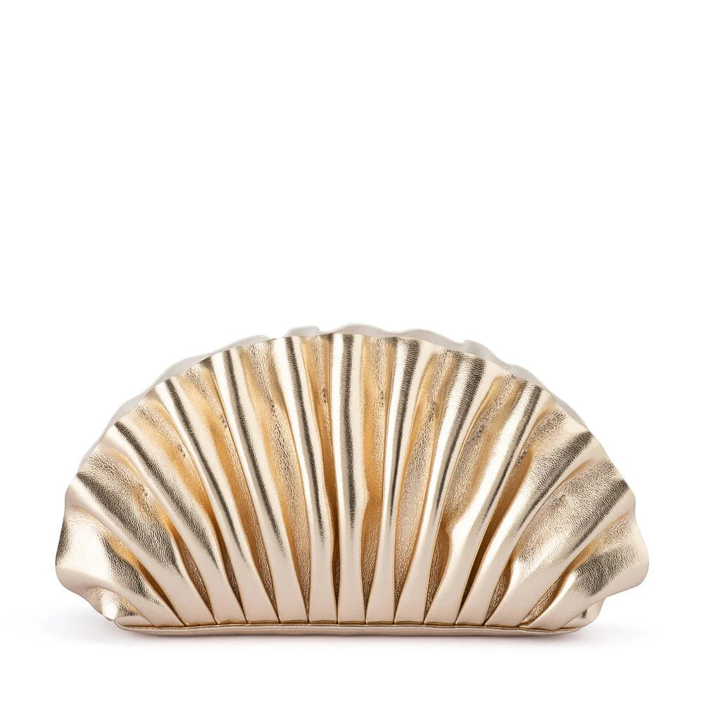 Olga Berg The Hollie Pleated Clutch Bag | Gold