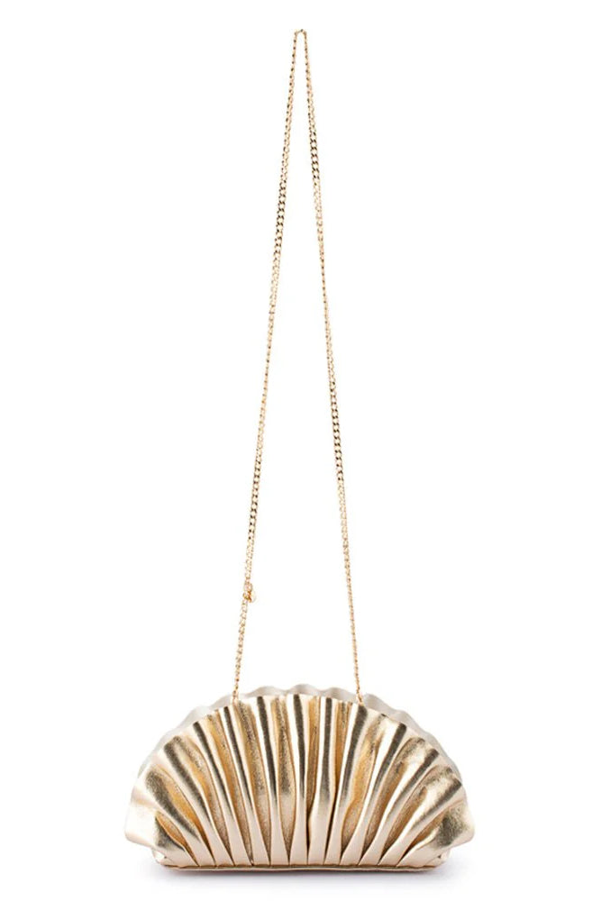 Olga Berg The Hollie Pleated Clutch Bag | Gold