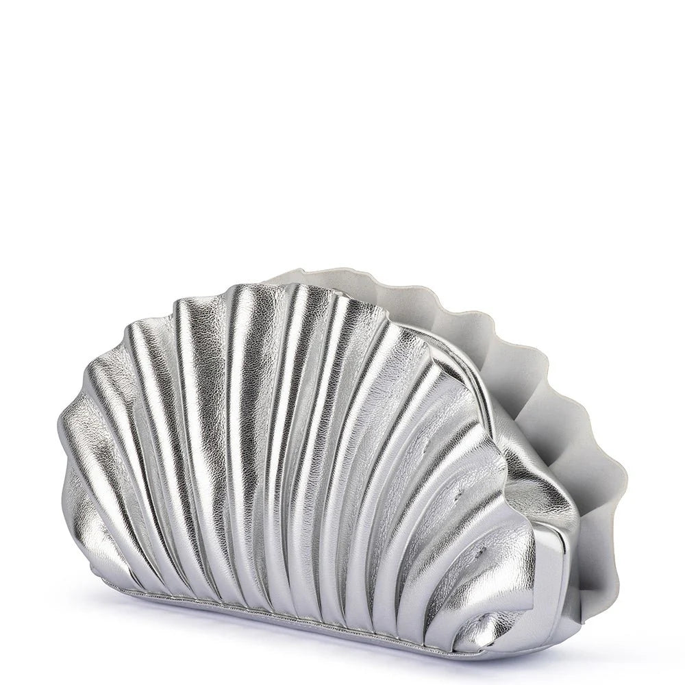 Olga Berg The Hollie Pleated Clutch Bag | Silver