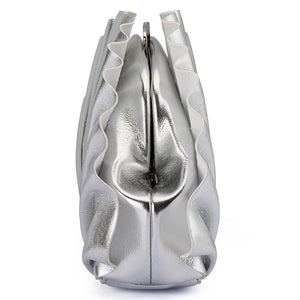 Olga Berg The Hollie Pleated Clutch Bag | Silver