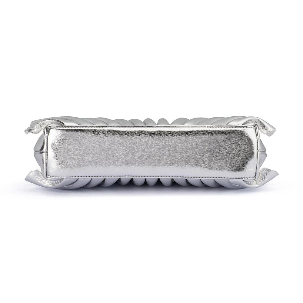 Olga Berg The Hollie Pleated Clutch Bag | Silver