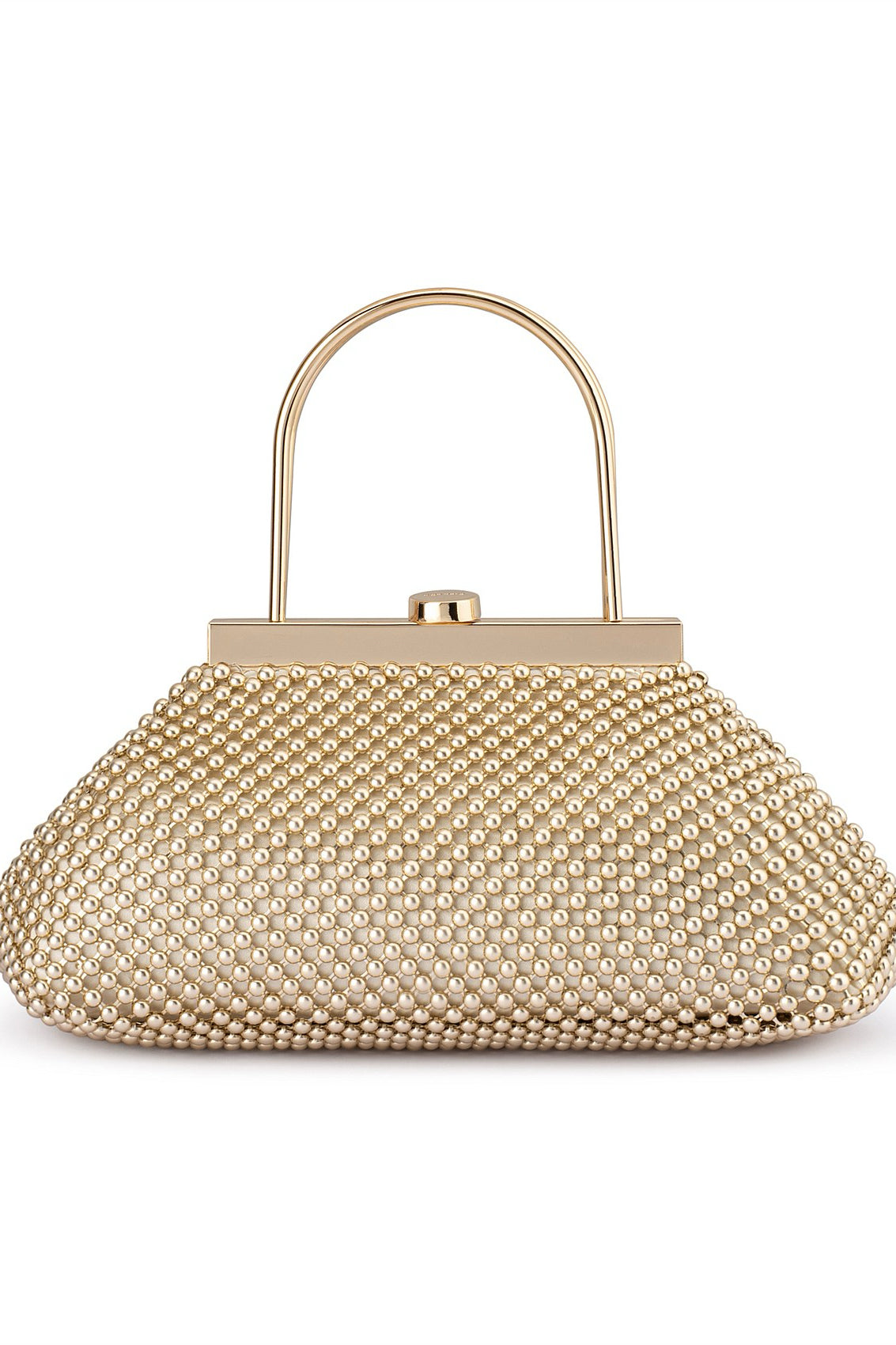 Olga Berg The Mimi Ball Mesh Frame Bag | Gold