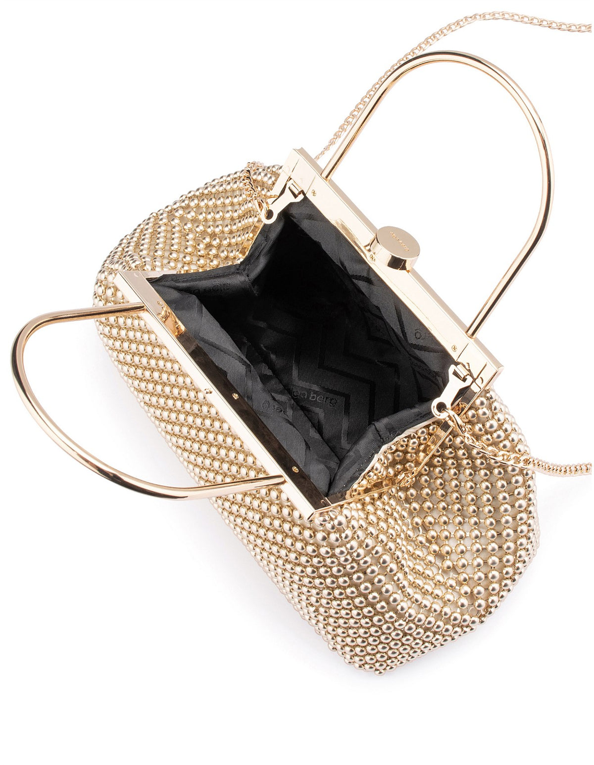 Olga Berg The Mimi Ball Mesh Frame Bag | Gold