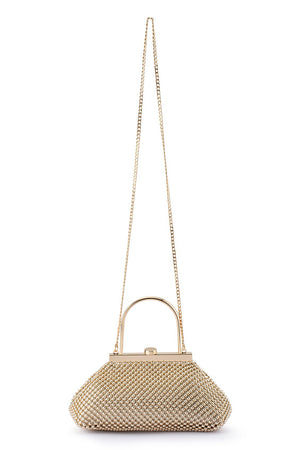 Olga Berg The Mimi Ball Mesh Frame Bag | Gold