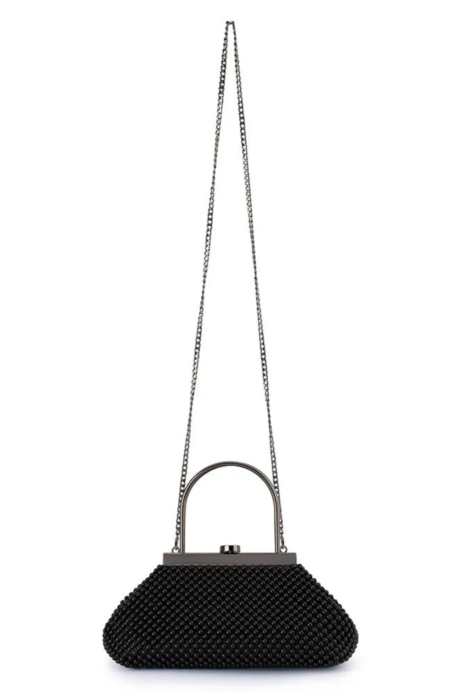 Olga Berg The Mimi Ball Mesh Frame Bag | Black