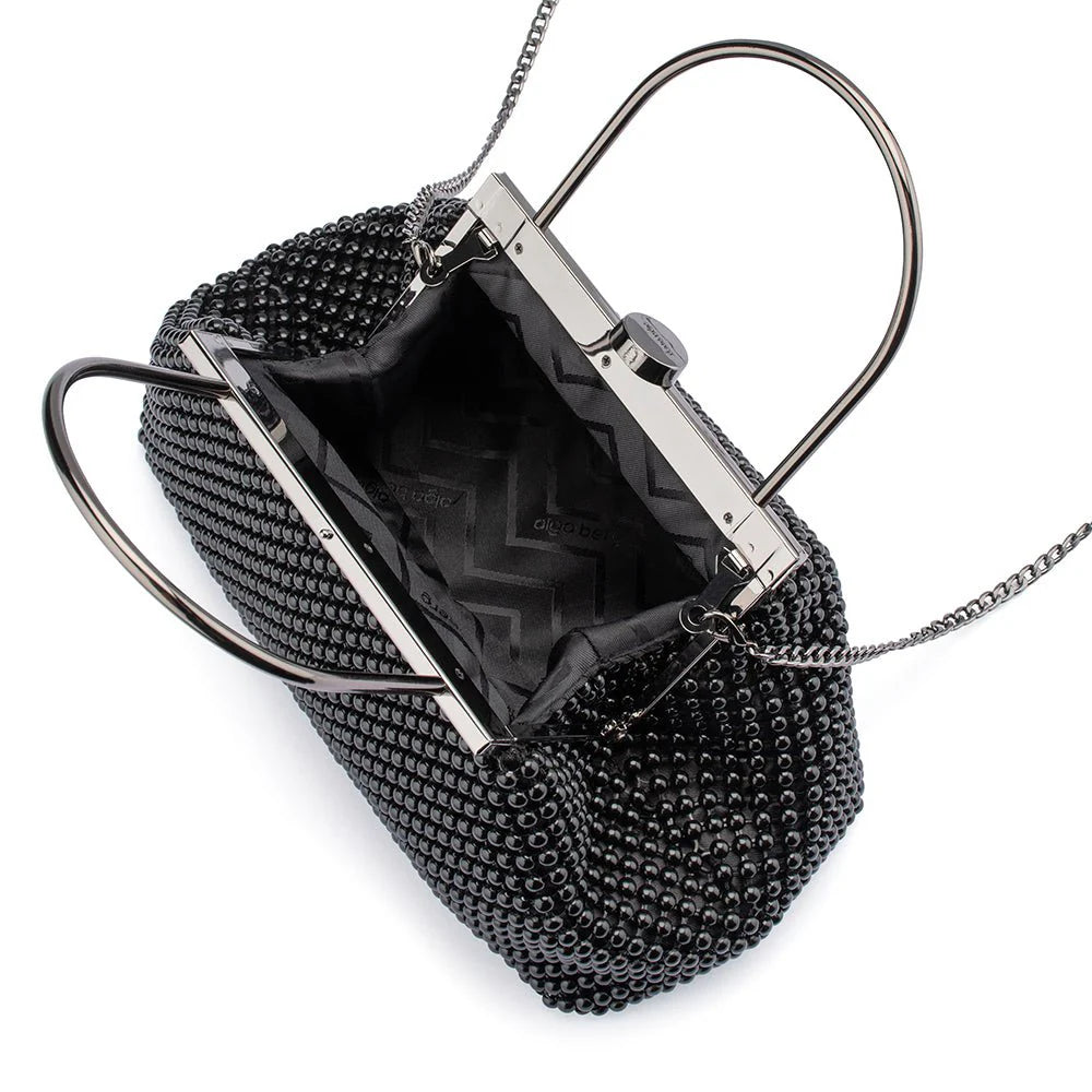 Olga Berg The Mimi Ball Mesh Frame Bag | Black
