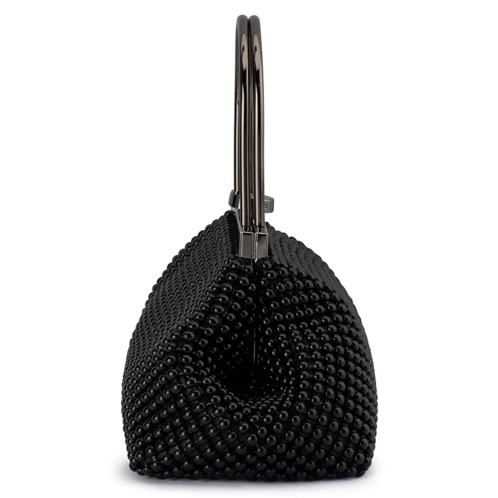 Olga Berg The Mimi Ball Mesh Frame Bag | Black