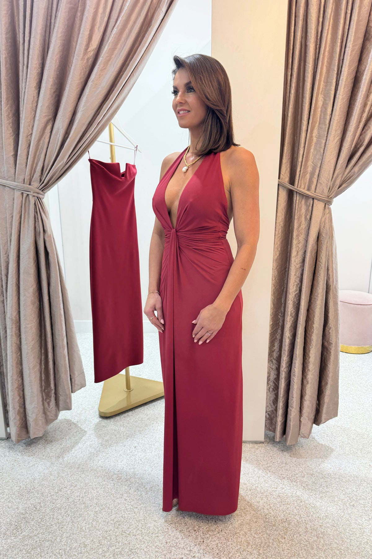 Bec + Bridge Susie Plunge Maxi Dress | Cherry