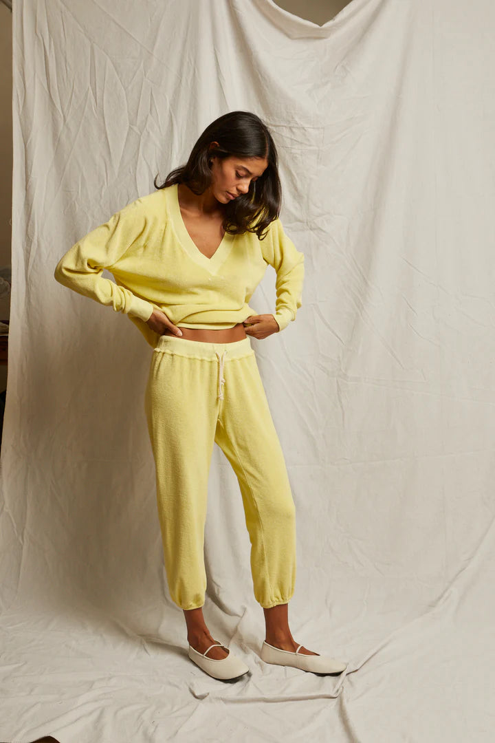 Perfect White Tee Gogo Loop Terry Jogger | Banana