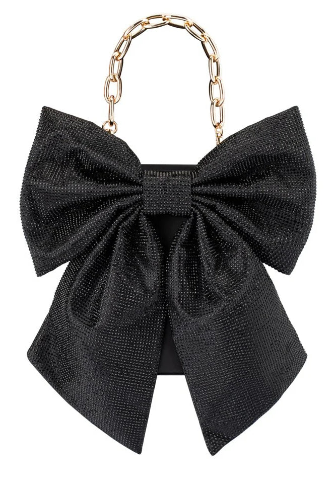 Olga Berg The Drew Crystal Bow Bag | Black