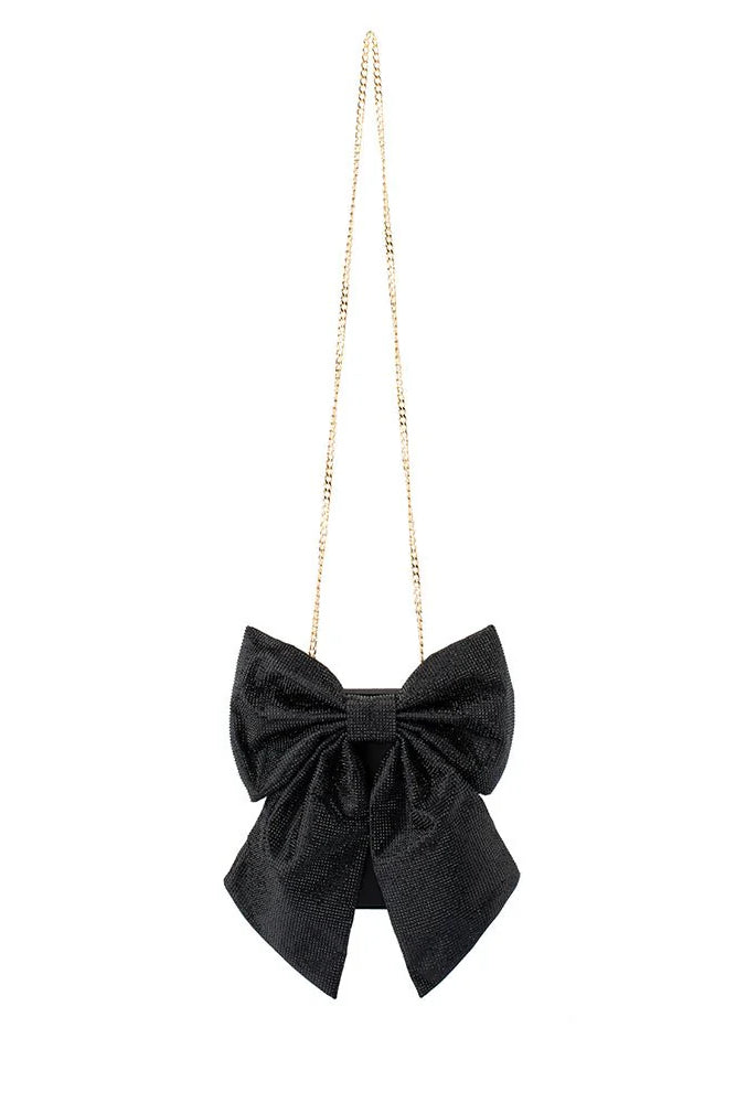 Olga Berg The Drew Crystal Bow Bag | Black