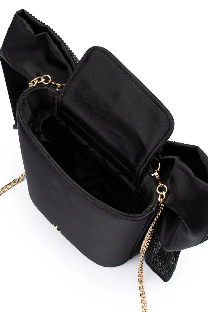 Olga Berg The Drew Crystal Bow Bag | Black