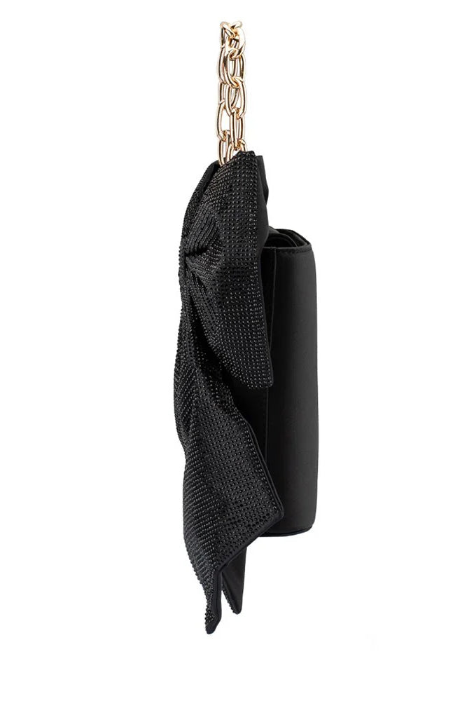 Olga Berg The Drew Crystal Bow Bag | Black