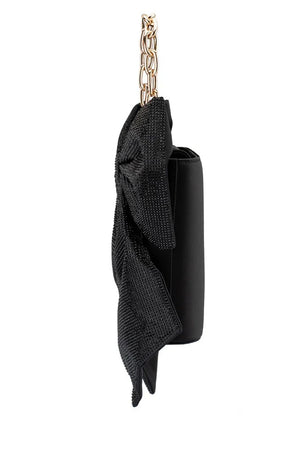 Olga Berg The Drew Crystal Bow Bag | Black