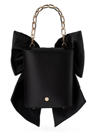 Olga Berg The Drew Crystal Bow Bag | Black