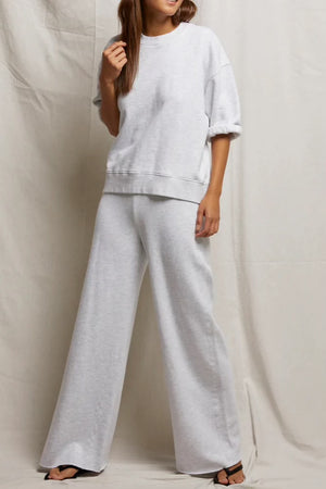 Perfect White Tee Rebecca French Terry 3/4 Puff Sleeve Sweat | Heather Grey