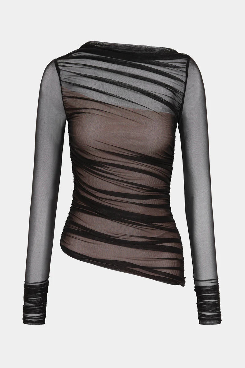 Misha The Lucid Mesh Long Sleeve Top | Black