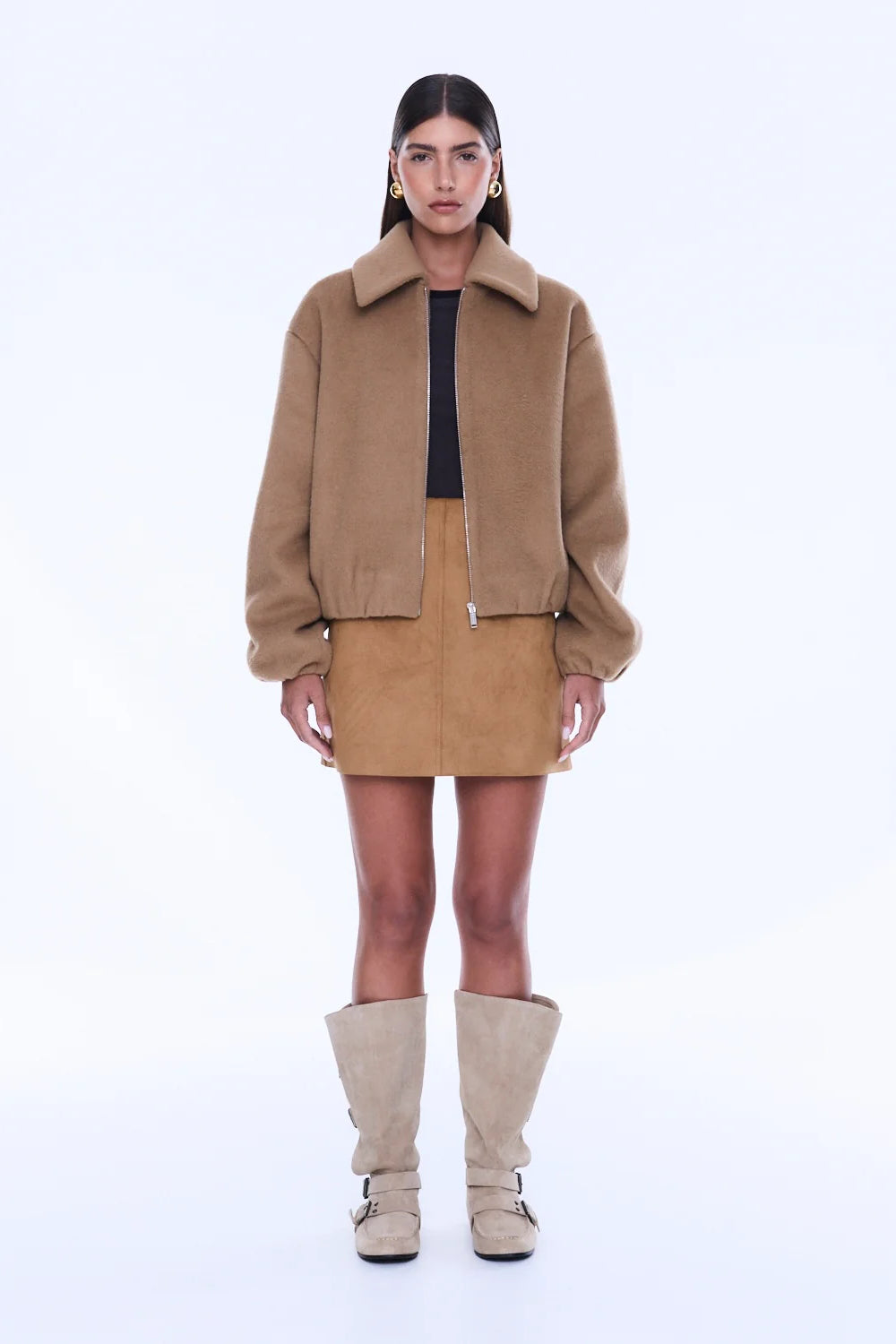 Ena Pelly Maeve Wool Blend Bomber | Grey