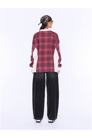 Ena Pelly Josie Long Sleeve Polo | Burgandy Check