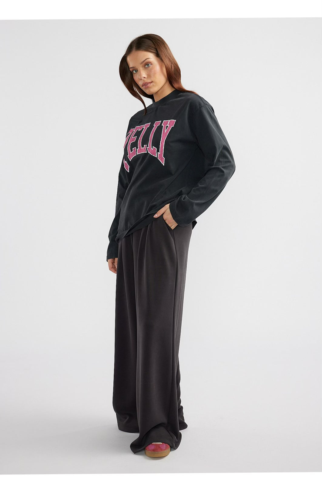 Ena Pelly Pink Kara Long Sleeve Tee | Vintage Black