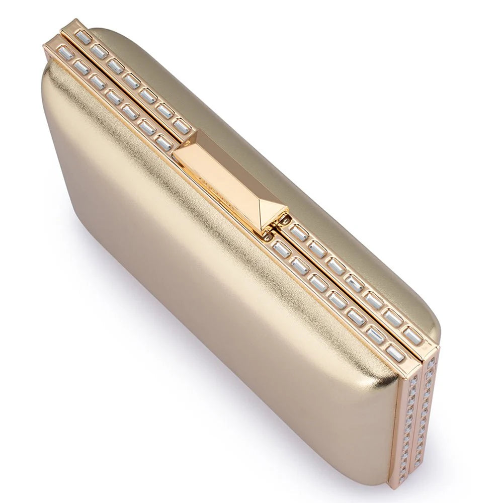 Olga Berg The Sammi Crystal Frame Clutch | Gold
