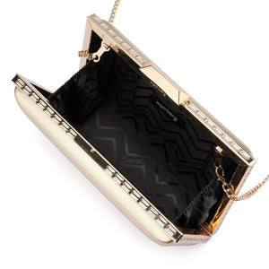 Olga Berg The Sammi Crystal Frame Clutch | Gold
