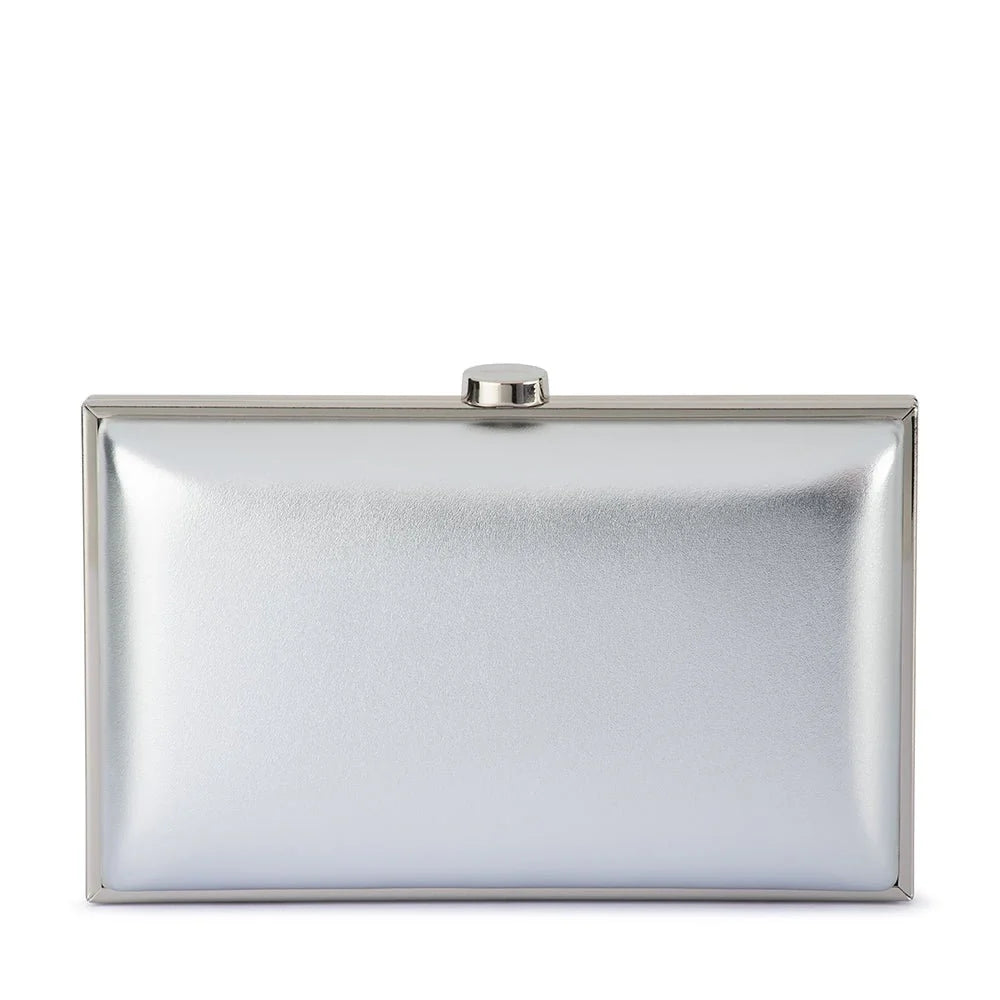 Olga Berg The Lucy Metallic Clutch | Silver