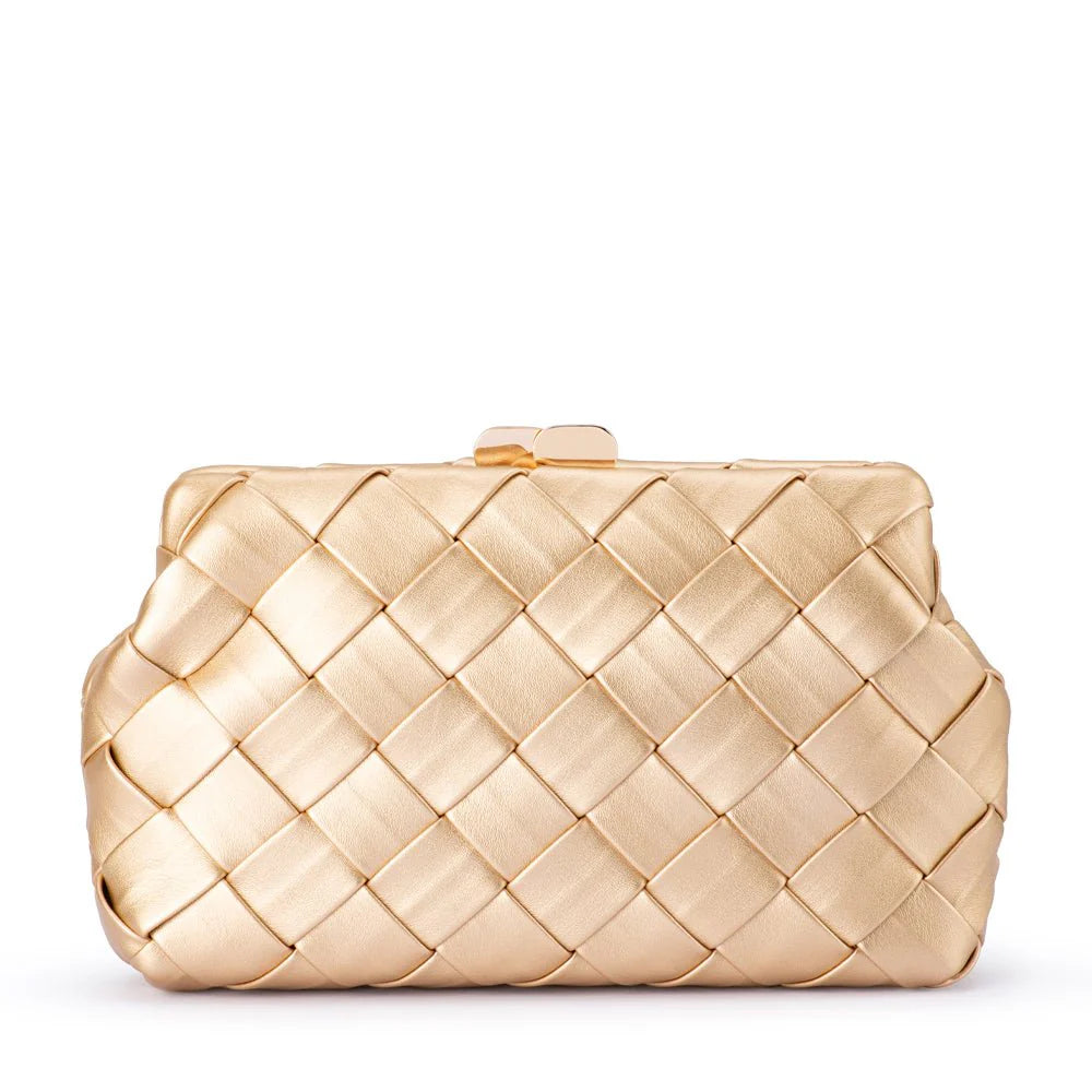 Olga Berg The Quinn Woven Clutch | Gold