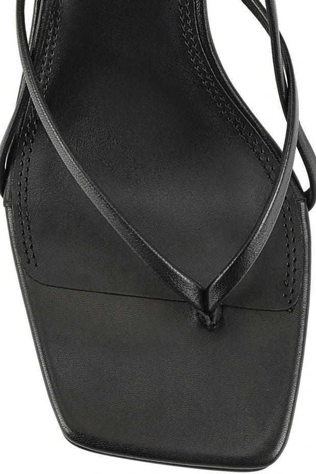 Siren Santorini Strappy Thong Heel | Black Leather