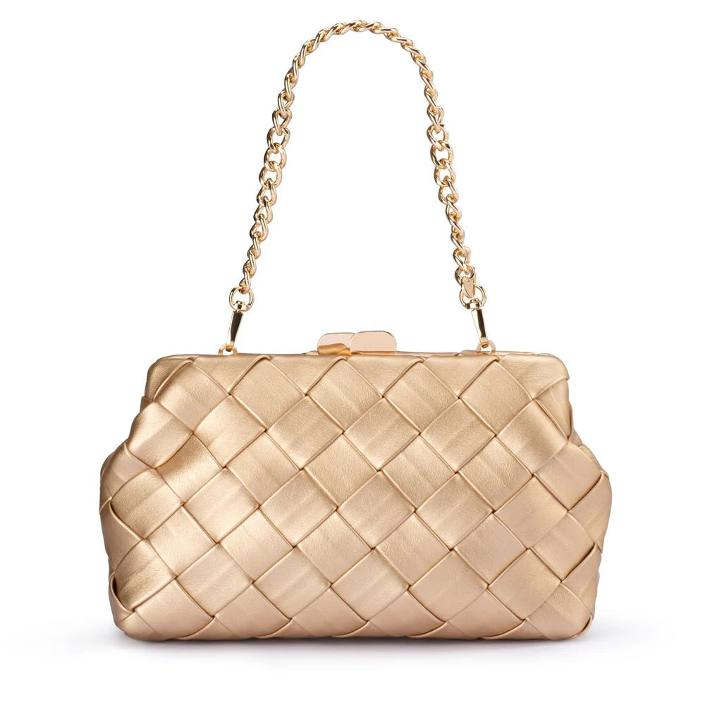 Olga Berg The Quinn Woven Clutch | Gold