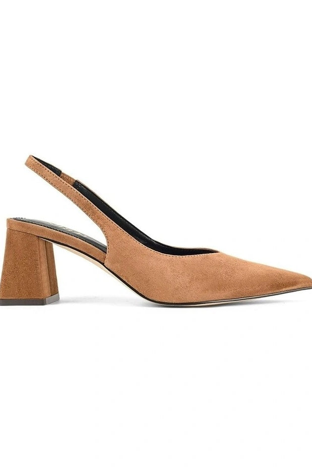 Siren Yankee Slingback Block Heel | Camel Tan Suede