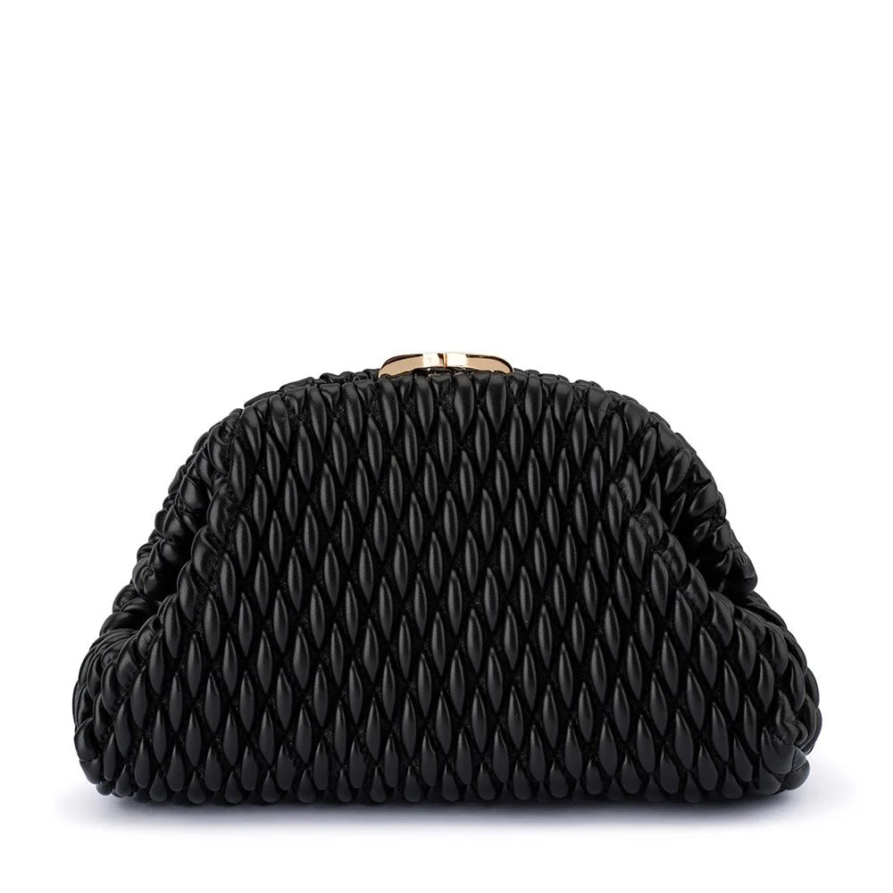 Olga Berg The Paige Textured Clutch Bag | Black