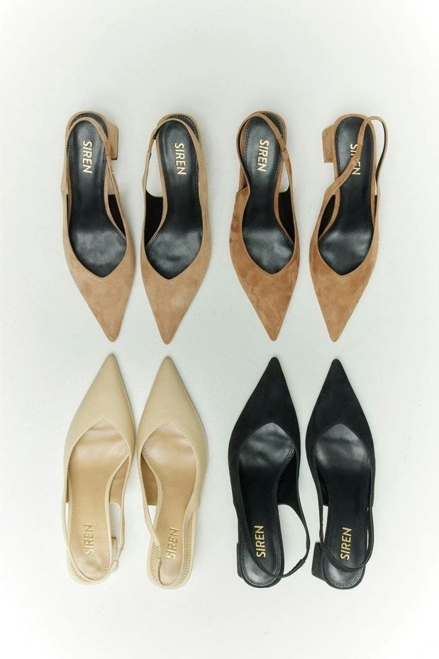 Siren Yankee Slingback Block Heel | Camel Tan Suede